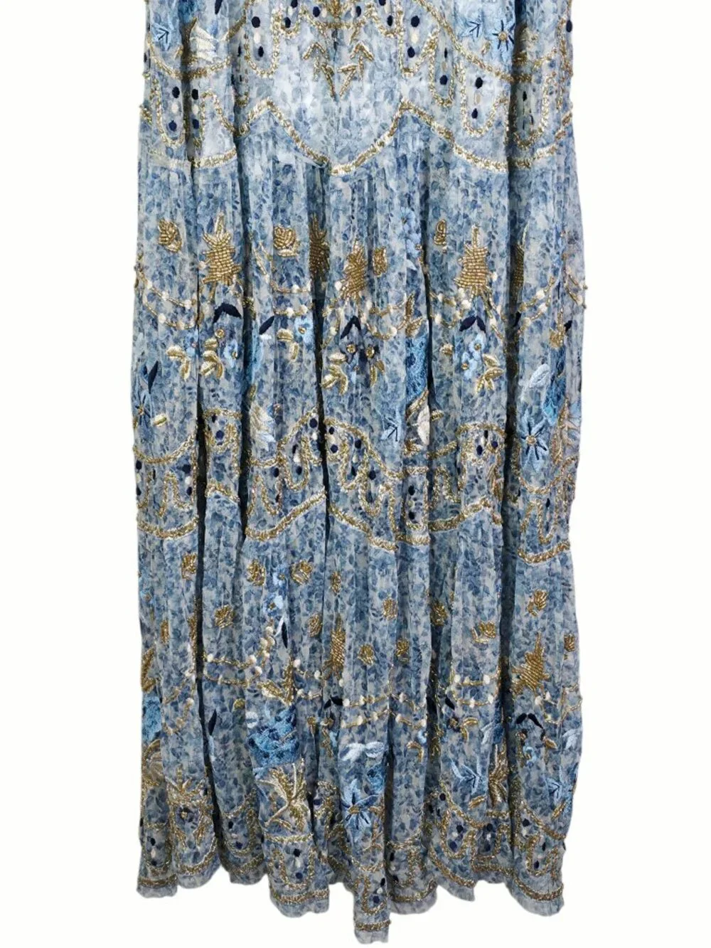Free People Goldie Dress Porcelain Embroidered Beaded Floral Maxi NWT Size S
